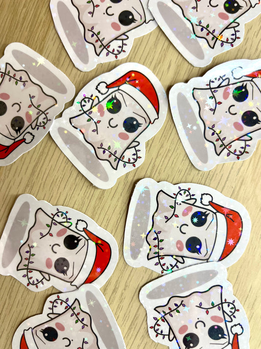 Christmas Ghost Girl Holographic Sticker