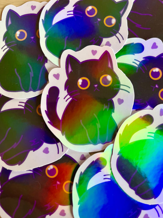 Black Cat Holographic Vinyl Sticker